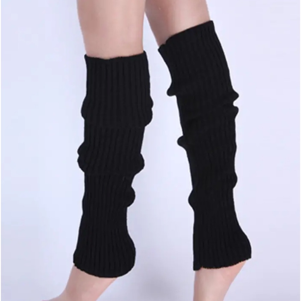 Black Ribbed Leg Warmers